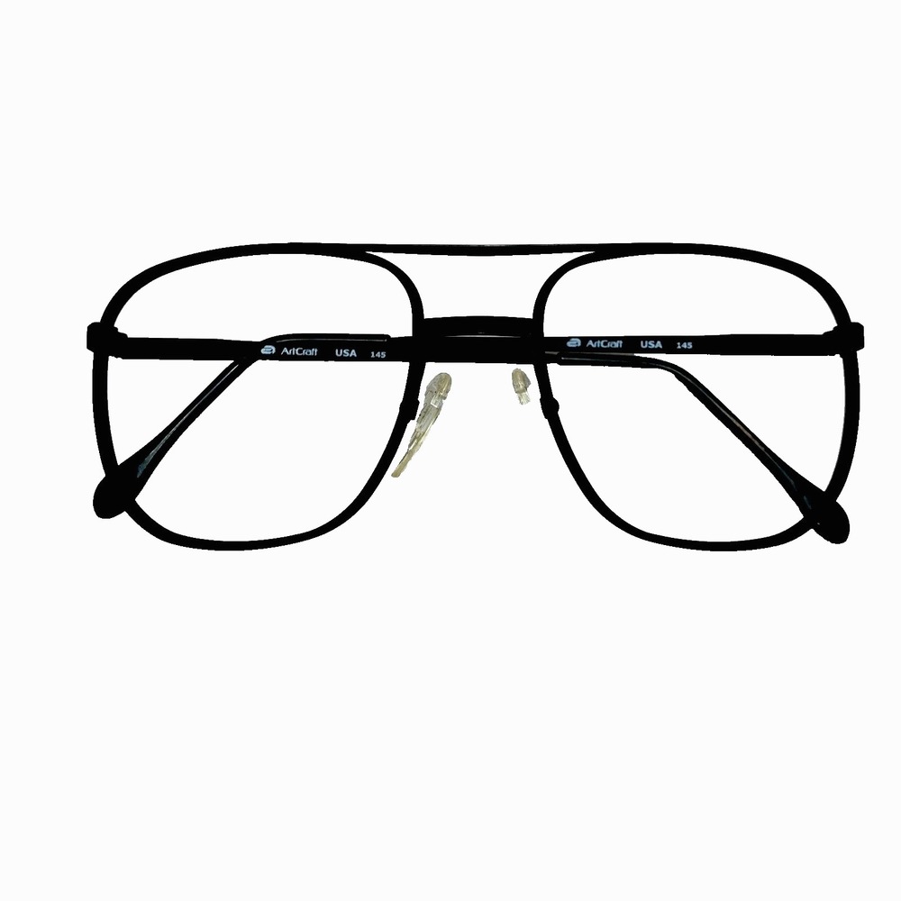 Artcraft Eyeglasses Frame Jet Black Matte Aviator 55-18-145 USA